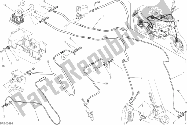 All parts for the Antilock Braking System (abs) of the Ducati Scrambler Flat Track PRO USA 803 2016